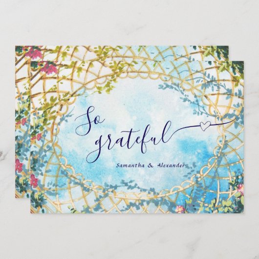 クラウドナインロコお洒落リバイバルブライダルシャワー サンキューカード (正面/裏面)