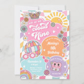 クラウドナイン名門私立校風のGroovy Varsity Disco誕生日 招待状 (正面)