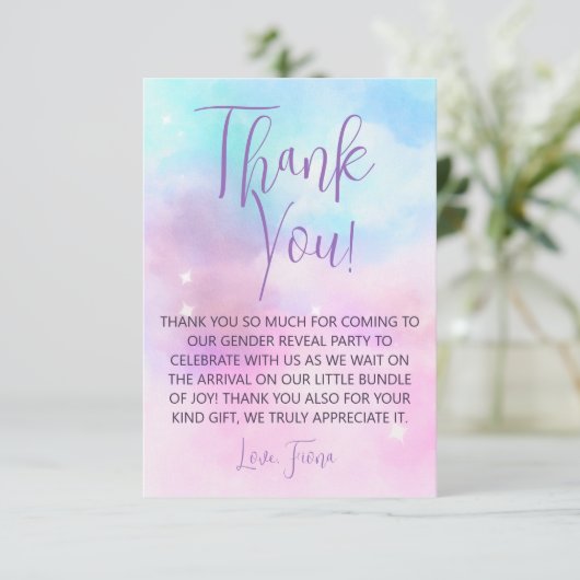 クラウドナイン女の子の赤ちゃんシャワー サンキューカード (スタンド正面)