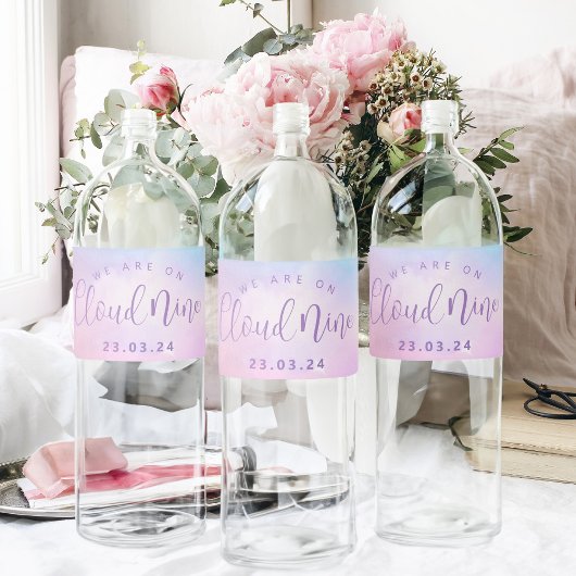 クラウドナイン女の子の赤ちゃんシャワー ペットボトルラベル