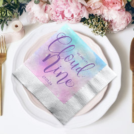 クラウドナイン女の子の赤ちゃんシャワー 縁ありカクテルナプキン