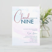 クラウドナイン抽象芸術ブルーピンクブライダルシャワー 招待状 (スタンド正面)