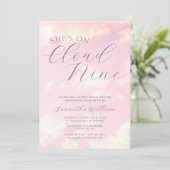 クラウドナイン曇りスカイミニマルブライダルシャワー 招待状 (スタンド正面)