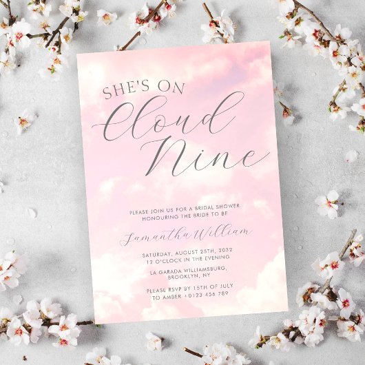 クラウドナイン曇りスカイミニマルブライダルシャワー 招待状