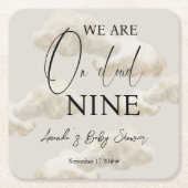 クラウドナイン男女兼用ベージュスカイ赤ちゃんシャワー スクエアペーパーコースター (正面)