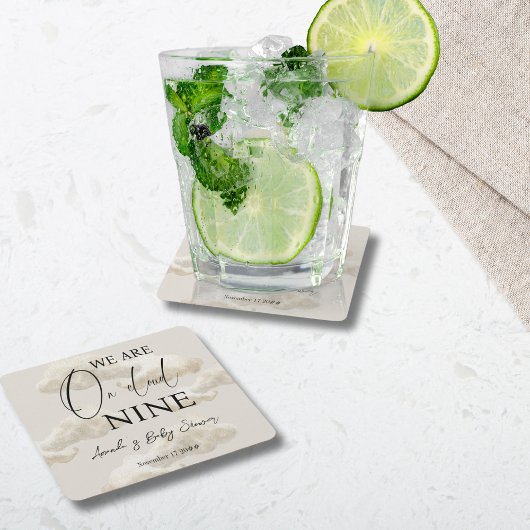 クラウドナイン男女兼用ベージュスカイ赤ちゃんシャワー スクエアペーパーコースター