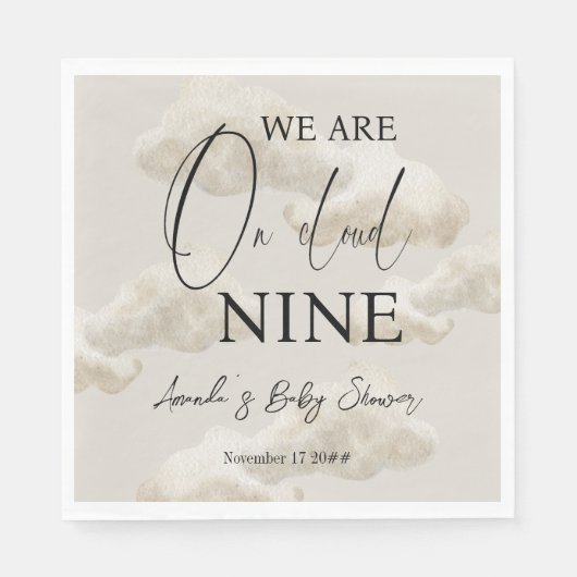 クラウドナイン男女兼用ベージュスカイ赤ちゃんシャワー スタンダードランチョンナプキン (正面)