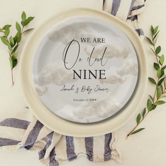クラウドナイン男女兼用ベージュスカイ赤ちゃんシャワー ペーパープレート