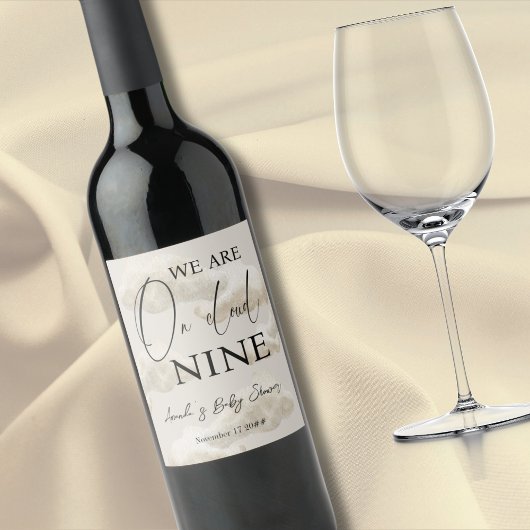 クラウドナイン男女兼用ベージュスカイ赤ちゃんシャワー ワインラベル