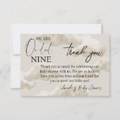 クラウドナイン男女兼用ベージュ赤ちゃんシャワー サンキューカード (正面)