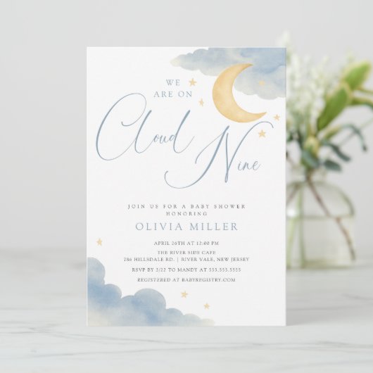 クラウドナイン赤ちゃんシャワー招待状 招待状 (スタンド正面)
