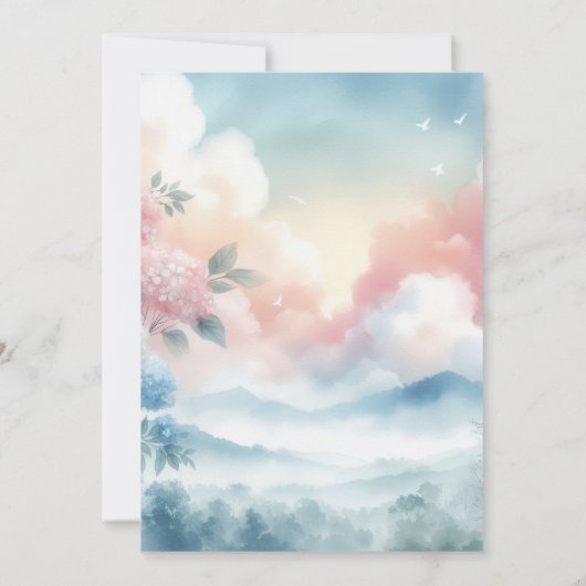 クラウドナイン青い男の赤ちゃんのベビーシャワー 招待状 (裏面)