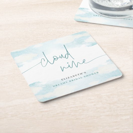 クラウドナイン青と白のブライダルシャワー夢 スクエアペーパーコースター (アングル)