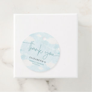 クラウドナイン青と白のブライダルシャワー感謝していユー フェイバータグ