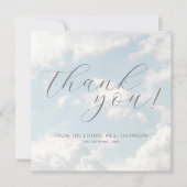 クラウドナイン青曇り空エレガントブライダルシャワー サンキューカード (正面)
