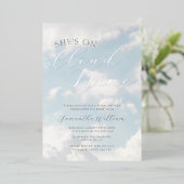 クラウドナイン青曇り空モダンブライダルシャワー 箔招待状 (立ち正面)