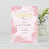 クラウドナイン9ピンク金ゴールドフェイクグリッターブライダルシャワー 招待状 (スタンド正面)