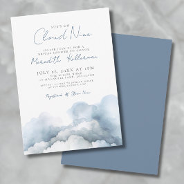 クラウドナイン9ブルーエレガントブライダルシャワー 招待状