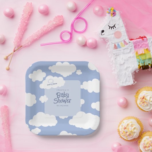 クラウドナイン9赤ちゃんシャワーかわいいお洒落スクエア ペーパープレート (パーティー)
