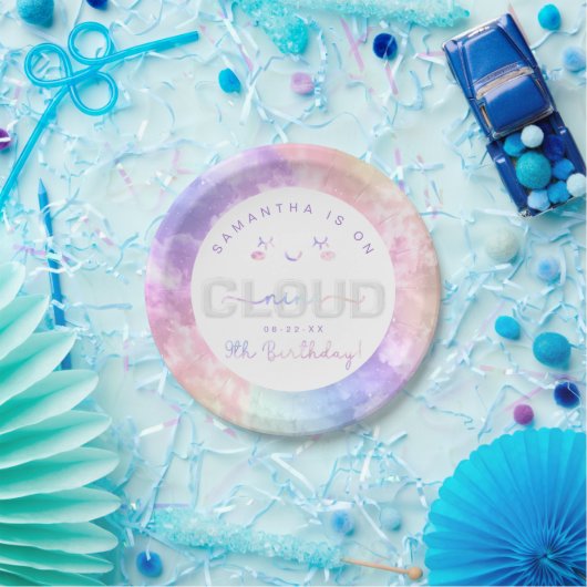 クラウドナイン9th誕生日紙プレートパステルスカイ ペーパープレート (パーティー)