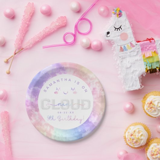 クラウドナイン9th誕生日紙プレートパステルスカイ ペーパープレート (パーティー)