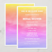 クラウドナイン ブライダルシャワー ウェディング ピンク スカイ アーティスティック 招待状 (正面/裏面)