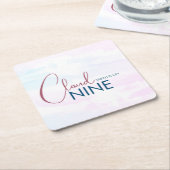 クラウドナイン ブライダルシャワー ミニマリスト スクエアペーパーコースター (アングル)