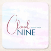 クラウドナイン ブライダルシャワー ミニマリスト スクエアペーパーコースター (正面)