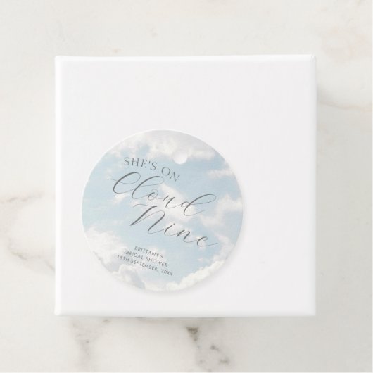 クラウドナイン ブルー 雲の空 現代のブライズシャワー フェイバータグ (インサイチュ)