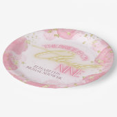 クラウドナイン 9 グロー ピンク ゴールド グリッター ブライダルシャワー ペーパープレート (アングル)