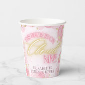 クラウドナイン 9 グロー ピンク ゴールド グリッター ブライダルシャワー 紙コップ (裏面)