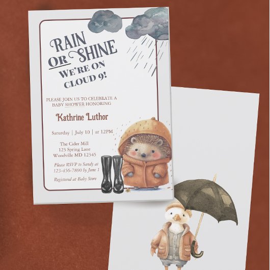 クラウドナインWoodland Hedgehogベビーシャワー 招待状