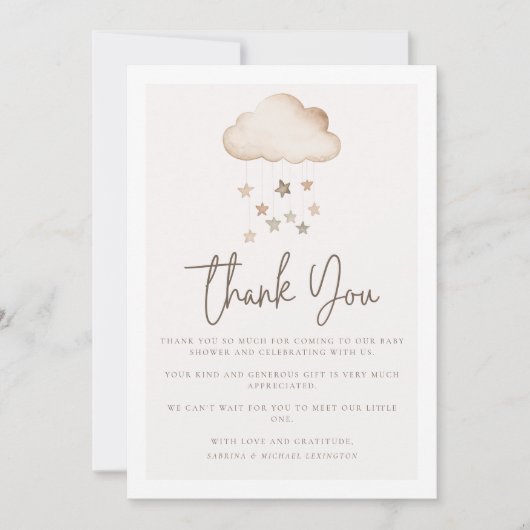 クラウドナイ男女兼用ンベイビーシャワーありがとう 招待状 (正面)