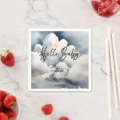 クラウドハローベビーベイビーシャワーグレイ雲テンプレート スタンダードカクテルナプキン (インサイチュ)