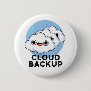 クラウドバックアップおもしろいコンピュータの天気予報 缶バッジ