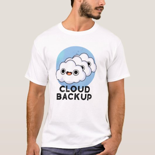 クラウドバックアップおもしろいコンピュータの天気予報 Tシャツ (正面)