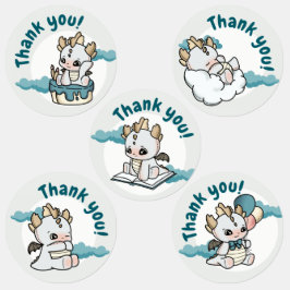 クラウドパステルグレーブルーベビードラゴンサンキュー ラベル