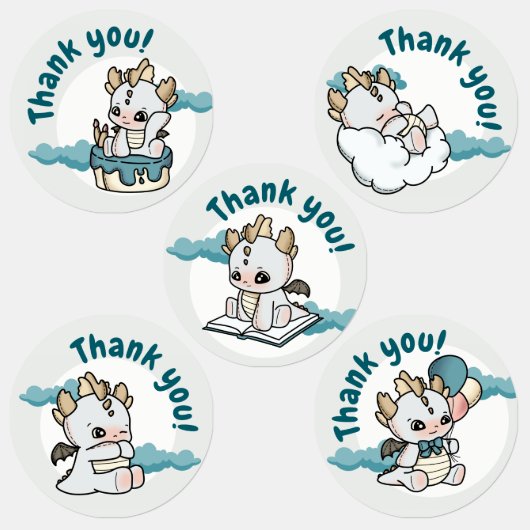クラウドパステルグレーブルーベビードラゴンサンキュー ラベル (グループ)
