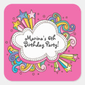 クラウドファンキー誕生日パーティーステッカー スクエアシール (正面)