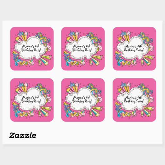 クラウドファンキー誕生日パーティーステッカー スクエアシール (シート)