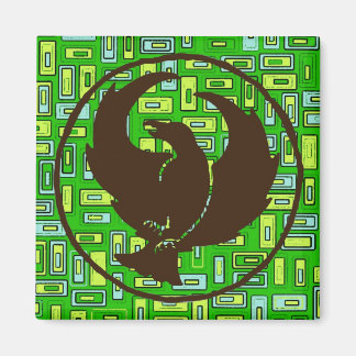 クラウドフットマグネットグリーンとイエロースクウェア マグネット