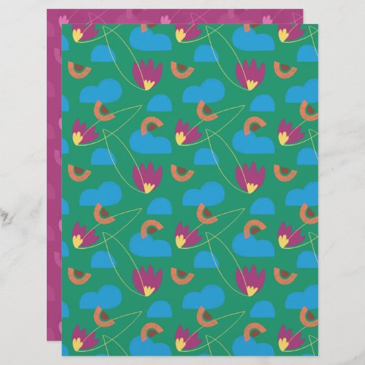 クラウドフローラスクラップブック紙 (正面/裏面)