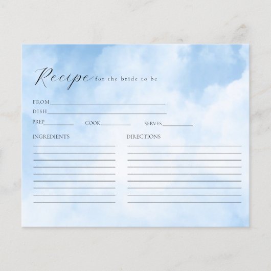 クラウドブライダルシャワーレシピカード (正面)