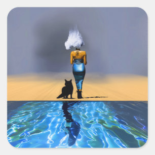 クラウドブルードレスデトックスオカルトダークウィッチーAIアート スクエアシール