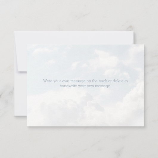 クラウドブルーモダンブライダルシャワーありがとうござエレガントう サンキューカード (裏面)