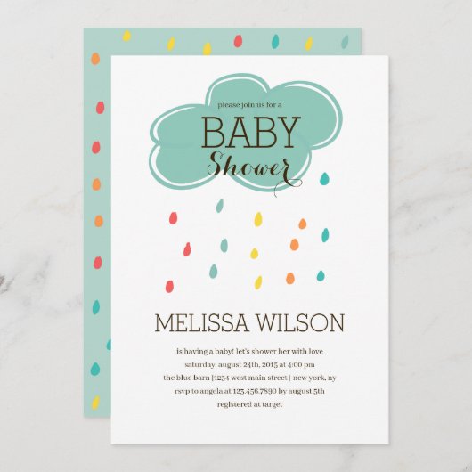 クラウドベビーシャワーパーティー 招待状 (正面/裏面)