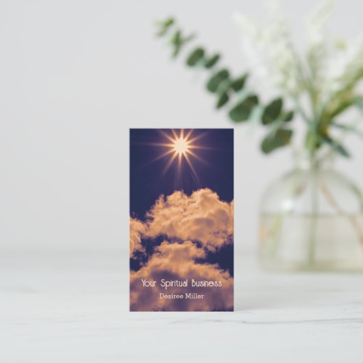 クラウドホワイトブルースカイビューティフルサンセットスピリチュアル 名刺 (スタンド正面)