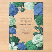 クラウドミント、アルパインブルー、エバーグリーンミストの結婚式 アクリル招待状 (正面)