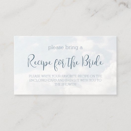 クラウドモダンエレガントブライダルシャワーレシピ要求 エンクロージャーカード (正面)