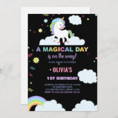 クラウドユニコーン誕生日招待状 招待状 (正面/裏面)